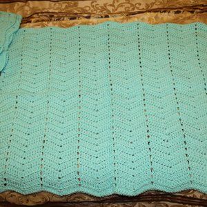 Homemade Crochet Baby Blanket (Light Green)
